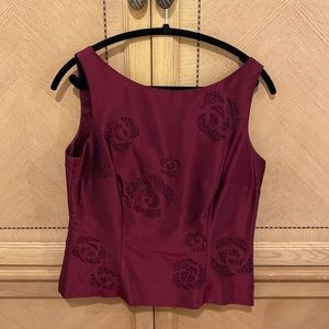 Two piece semi-formal outfit. More Merlot or Cranberry color than red.